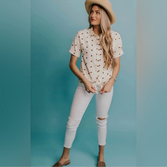 Roolee Polka Dot Button Down Blouse - Picture 3 of 8